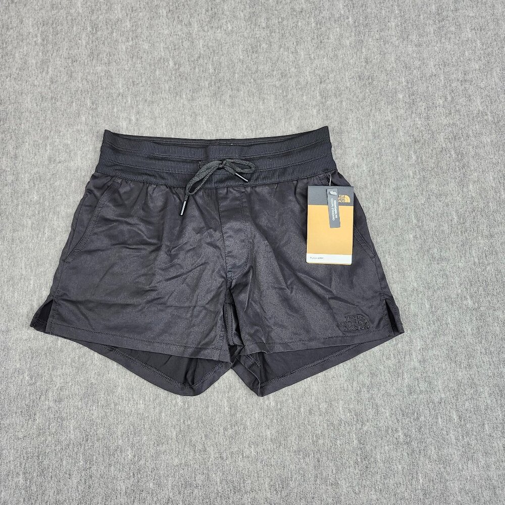 The North Face Flash Dry Women Short Size XS Black NWT Front Pockets 1 Back Zip
